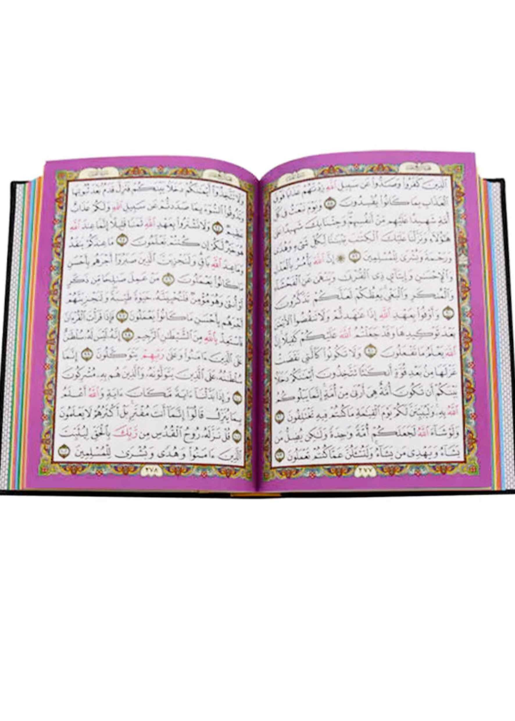 Leather Embossed Rainbow Colored Tajweedi Quran (Uthmani Script –15 Lines) – Blue